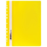 Скоросшиватель пластиковый BRAUBERG, А4, 140/180 мкм, желтый, с перфорацией  (226587)