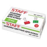 Зажимы для бумаг STAFF, 25 мм, цветные (ЦЕНА ЗА 12 ШТ) (12/12/360) (225157)