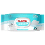 Полотенца влажные LAIMA 80 шт., XXL 16,5х25 см, с аллантоином и коллоидным серебром (115222) ЧЗ