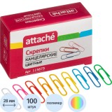 Скрепки ATTACHE, 28мм, 100шт/уп, с полимерным покрытием, разноцветные (115673) Скрепки ATTACHE, 28мм, 100шт/уп, с полимерным покрытием, разноцветные (115673)