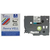 Картридж VELL VL-221, Brother TZE-221, 9 мм, черн на белом для PT Vell221 (1592922)