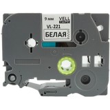 Картридж VELL VL-221, Brother TZE-221, 9 мм, черн на белом для PT Vell221 (1592922)