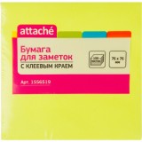 Клейкая бумага для заметок ATTACHE, 76x76 мм, 100 л, неон. желтый (1556519)