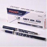 Ручка шариковая PIANO, 0,7 мм, пластик, прозрачный корпус, резин держатель, синий, (PT-281-12)