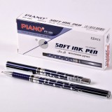 Ручка шариковая PIANO, 0,7 мм, пластик, прозрачный корпус, резин держатель, синий, (PT-281-12)