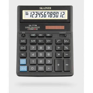 Калькулятор настольный SKAINER SK-777M, 12 разрядный., пластик, 157x200x32мм, черный  (SK-777M)