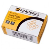 Скрепки BRAUBERG, 28 мм, золотистые, 100 шт., в картонной коробке (221529)