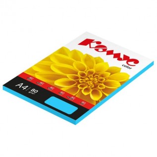 Бумага цветная КОМУС COLOR (голубой интенсив), 80г, А4, 100 л. (619970)