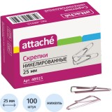 Скрепки ATTACHE, 25 мм, треугольные, никилированные, 100шт/уп (48915) Скрепки ATTACHE, 25 мм, треугольные, никилированные, 100шт/уп (48915)