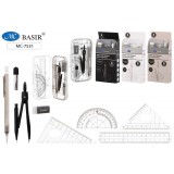 Готовальня BASIR, 8 предметов, в пластиковом футляре, в карт.уп., ассорти (МС-7531)