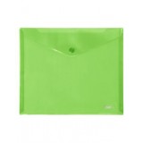 Папка-конверт на кнопке А5 ХАТБЕР, 180 мкм, 243*210мм, пластиковая, зеленая (ЦЕНА ЗА 10 ШТ) (010733)