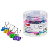 Зажимы для бумаг ХАТБЕР, металл, 19мм, в пласт. тубе, неон, (ЦЕНА ЗА 1 ШТ.) (067771)