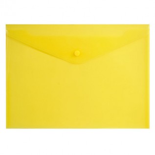 Папка-конверт на кнопке А4 inФОРМАТ, 180 мкм, пластиковая, желтая (10/100) (PK6518Y) (037609)