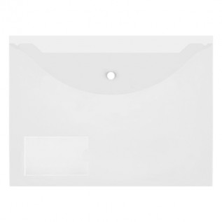 Папка-конверт на кнопке А4 inФОРМАТ, 150 мкм, пластиковая, карман для визиток, прозрачная (PK6515)