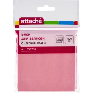 Клейкая бумага для заметок ATTACHE, 76х76мм/100л, розовый (1/12/216) (356200)