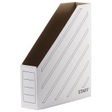 Лоток вертикальный для бумаг STAFF, 75 мм, микрогофро-картон, до 700 листов, белый  (128881)