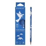 Набор карандашей чернографитных 12 шт. HB ACMELIAE For Peace трехгранные, корпус голубой, (43797)