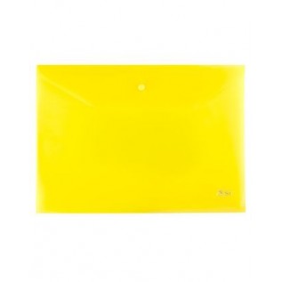 Папка-конверт на кнопке А4 ХАТБЕР, 180мкм, пластиковая, желтая (штрихкод за уп.)(AKk4_00005)(040038)