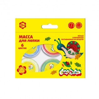 Масса для лепки КАЛЯКА-МАЛЯКА, 6цв., 14г, 3+ (12/48) (МЛКМ06-м) (115412)