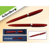 Ручка шариковая металлическая SCHREIBER, в футляре, красный  корпус, синяя (24/480) (S 3524)