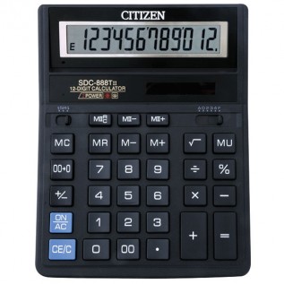 Калькулятор настольный CITIZEN SDC-888TII 12-разрядный,2 питан(1/10/40)(203,2х158х31мм)(SDC-888TII)