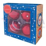 Новогоднее подвесное украшение, шар Красный с белым из стекла, набор 4 шт, 6x6x6см (ФЕ-81917) Новогоднее подвесное украшение, шар Красный с белым из стекла, набор 4 шт, 6x6x6см (ФЕ-81917)