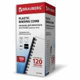 Пружины пластиковые для переплета BRAUBERG,16 мм, черные, КОМПЛЕКТ 100 шт (530921)