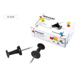 Кнопки канцелярские MAZARI силовые, 50шт, черные,картон уп (M-6890)