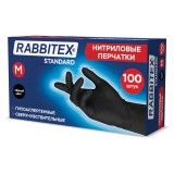Перчатки нитриловые RABBITEX Standard, 50 пар (100 шт.), черные, размер M (702156) ЧЗ