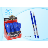 Ручка шариковая  PIANO 0,7 мм. прозр.корпус, резин.держатель, синяя (PT-350A)