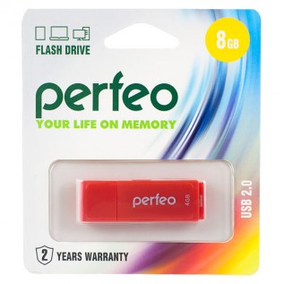 Флеш-драйв USB PERFEO C04, 8Gb, red