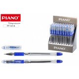 Ручка шариковая PIANO, 0,5 мм, пластик, прозрачный корпус, резин держатель, синий, (PT-121-A)