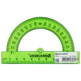 Транспортир пластиковый BRAUBERG 180, 10см, прозрачный, неоновый, ассорти (210847)