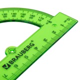 Транспортир пластиковый BRAUBERG 180, 10см, прозрачный, неоновый, ассорти (210847)