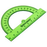 Транспортир пластиковый BRAUBERG 180, 10см, прозрачный, неоновый, ассорти (210847)