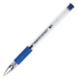 Ручка гелевая STAFF, 0,5 мм, корпус прозрачный,  резиновый упор, синяя (141822)