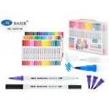 Набор маркеров-акварельные BASIR двусторонние-линер 0,4мм, 1-4мм, 60 цветов (МС-6929-60)
