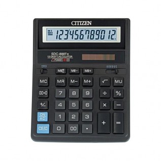 Калькулятор настольный CITIZEN SDC-888XBK 12-разрядный, 2 питания, 203х158х31, черный  (SDC-888XBK)