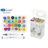Набор скетчмаркеров BASIR, 24 цвета, 1,0-7,0 мм, (MC-5219-24)