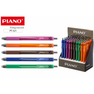 Ручка шариковая автоматическая PIANO, 0,7 мм, пластик, корпус цвет ассорти, синий, (PT-321)