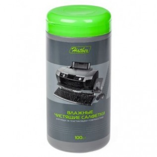 Салфетки ХАТБЕР, чистящие, для пластиковых поверхностей, 133х150мм, в тубе, 100 шт/уп (LC_01150) (044207)