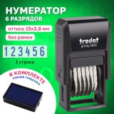 Нумератор TRODAT, ручной, 6-разрядный, 3,8мм, оттиск 15х3,8 мм, синий, корп. черн. (53199) (235583)