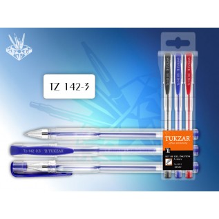Набор гелевых ручек TUKZAR, 3цв., прозрачный корпус (20/400) (TZ 142- 3)