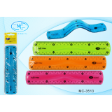 Линейка пластиковая BASIR, 20см, гибкая, ассорти (1/864) (MC-3513)