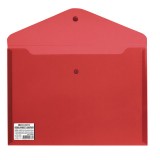 Папка-конверт A4 с кнопкой BRAUBERG, до 100 л., 200 мкм, непрозрачная, красная (221364)
