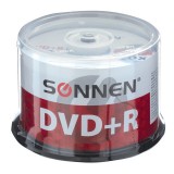 Диск DVD+R + SONNEN, 16x 4.7 GB 50 шт. (512577)