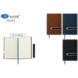 Ежедневник BASIR, 96л., 14,5*21 см., кожзам, на резинке, с ручкой (MC-6374)