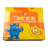 Точилка ЛУЧ, 2 отверстия, с контейнером, пластиковая, ассорти (36С 2404-08)