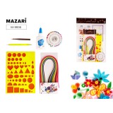 Набор для квилинга MAZARI, бумага 5 х 390 мм, 170 л 16 цв, двухстор ручка, трафар, клей ПВА(M-9936)