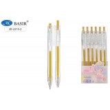 Ручка гелевая, автоматическая BASIR, 0,7 мм, пластик, золотой (JD-2215-2/золото/) (JD-2215-2) 